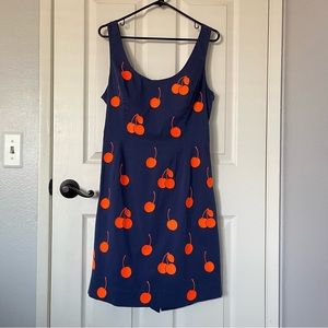 Anthropologie Leifnotes Embroidered Cherry Drop Motif Novelty Dress size 12